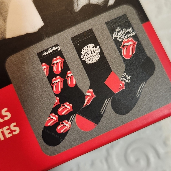 The Rolling Stones Black and Red Crew Socks - Picture 3 of 5
